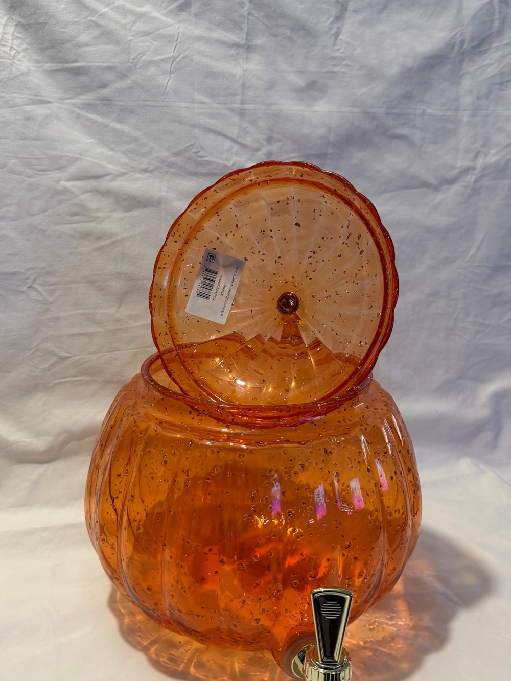 Way To Celebrate Orange Pumpkin acrylic Beverage Dispenser with Lid
